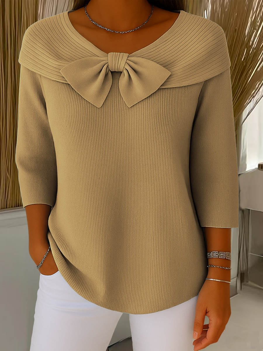 Knitted Bow Solid Color Sweater Autumn And Winter - StepByStepNow
