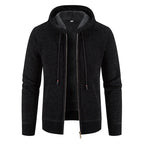 Knitwear Men's Hooded Sweater Fleece - lined Velvet - added Thickness Fleece - lined Warm Cardigan Coat - StepByStepNow