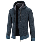 Knitwear Men's Hooded Sweater Fleece - lined Velvet - added Thickness Fleece - lined Warm Cardigan Coat - StepByStepNow