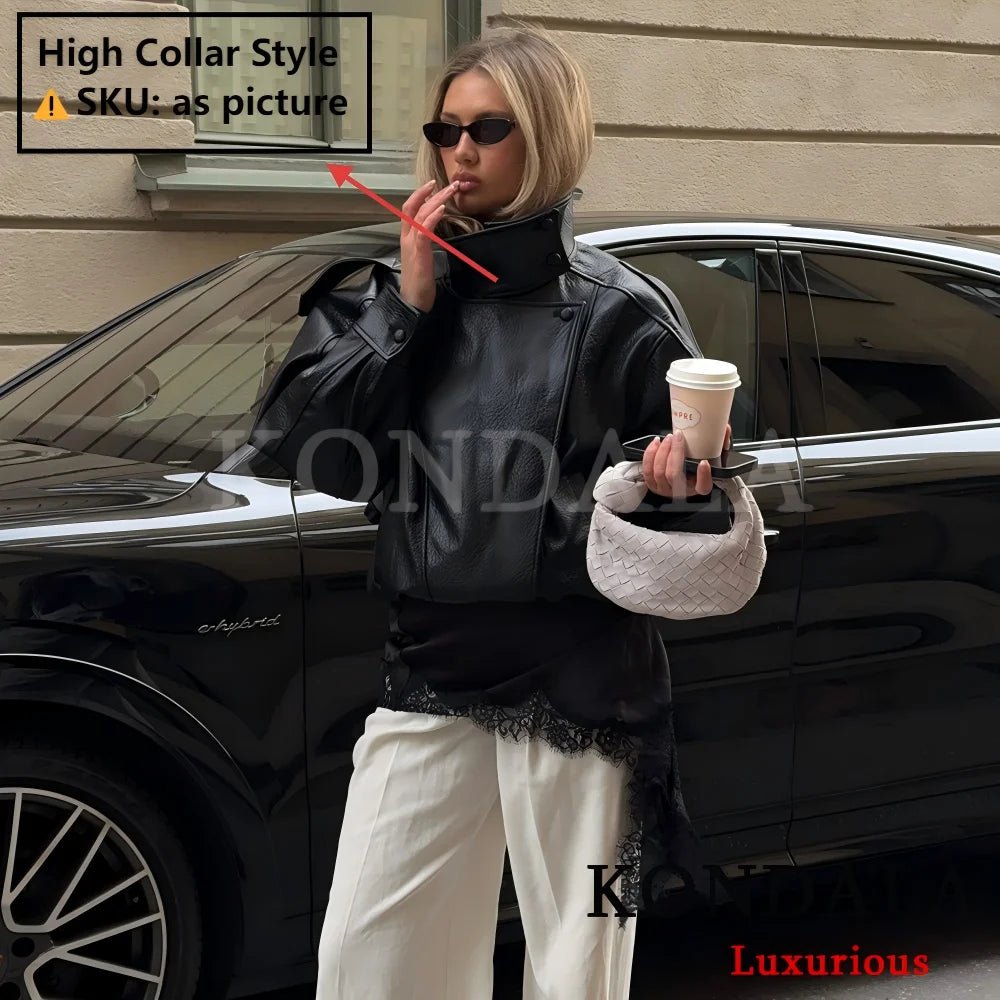 Giacca pelle nera donna oversize 2025 streetwear - StepByStepNow