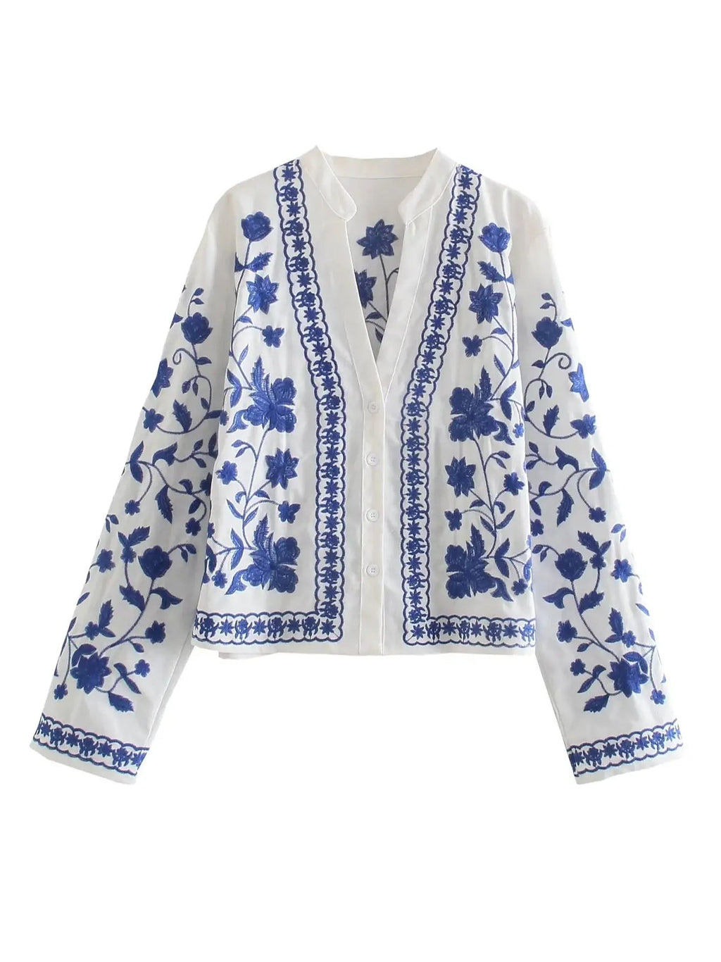 KONDALA Women Cardigan Shirts New Embroidered Tops Streetwear Vintage Shirts 100% Cotton Loose Mujer Sun Protection Shirts - StepByStepNow