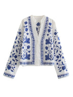 KONDALA Women Cardigan Shirts New Embroidered Tops Streetwear Vintage Shirts 100% Cotton Loose Mujer Sun Protection Shirts - StepByStepNow