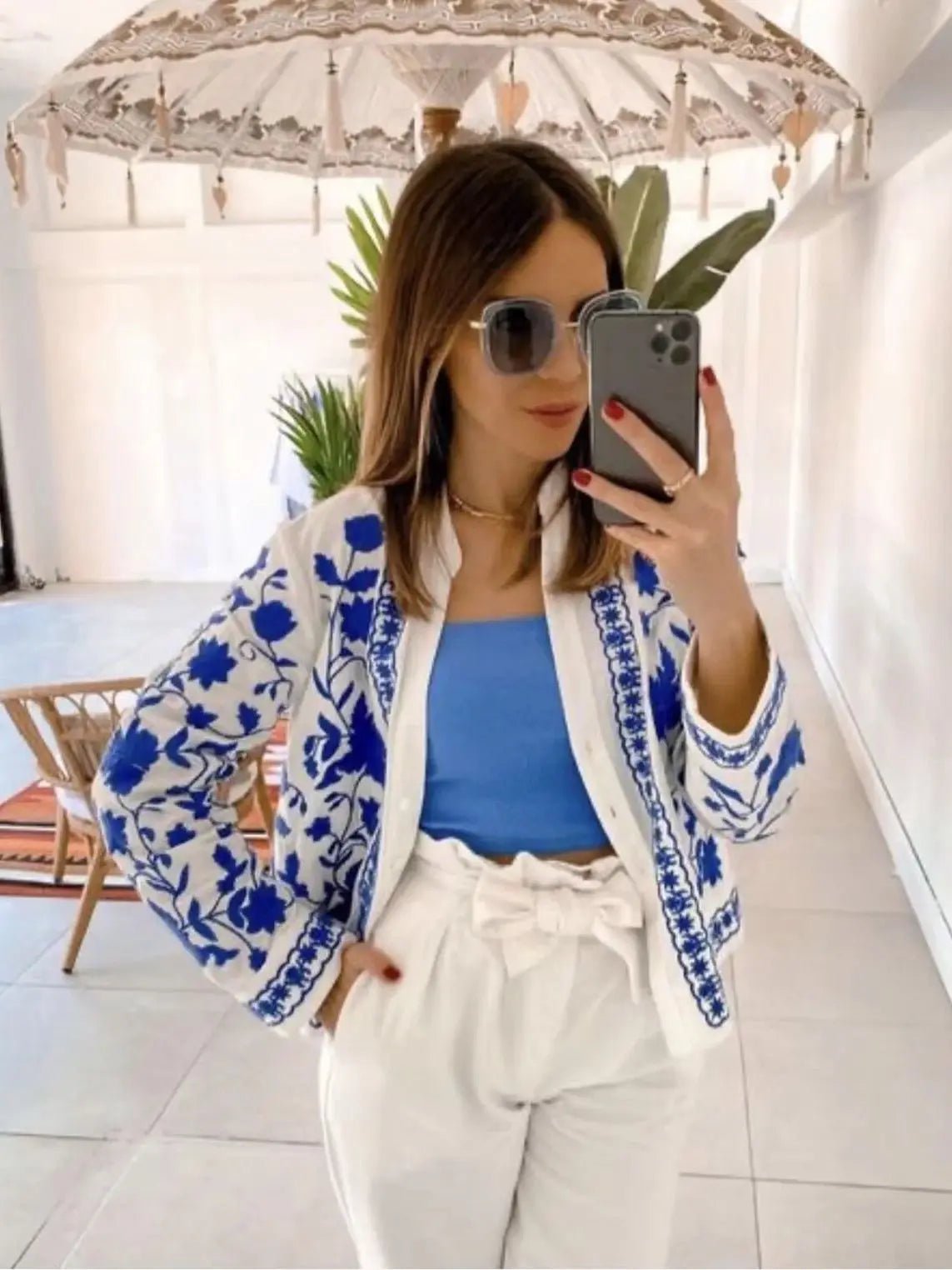 KONDALA Women Cardigan Shirts New Embroidered Tops Streetwear Vintage Shirts 100% Cotton Loose Mujer Sun Protection Shirts - StepByStepNow