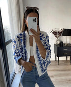 KONDALA Women Cardigan Shirts New Embroidered Tops Streetwear Vintage Shirts 100% Cotton Loose Mujer Sun Protection Shirts - StepByStepNow