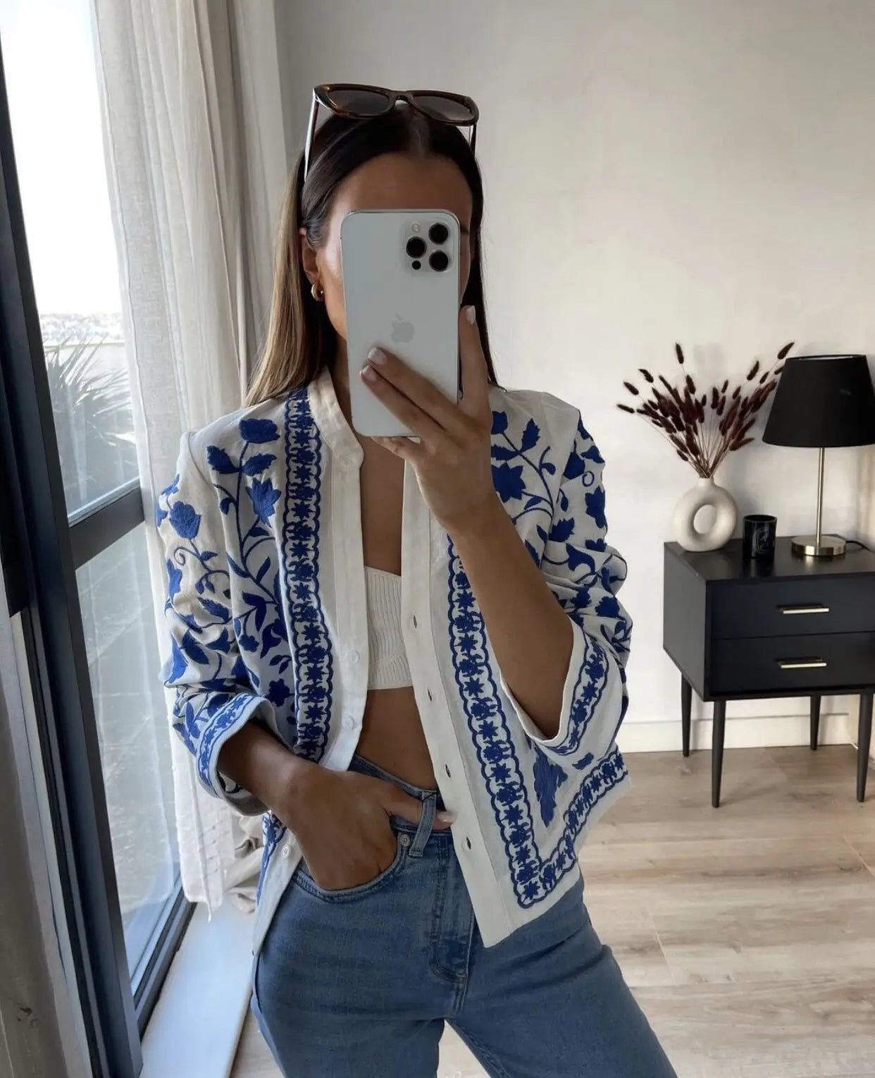 KONDALA Women Cardigan Shirts New Embroidered Tops Streetwear Vintage Shirts 100% Cotton Loose Mujer Sun Protection Shirts - StepByStepNow