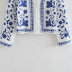 KONDALA Women Cardigan Shirts New Embroidered Tops Streetwear Vintage Shirts 100% Cotton Loose Mujer Sun Protection Shirts - StepByStepNow