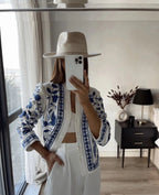KONDALA Women Cardigan Shirts New Embroidered Tops Streetwear Vintage Shirts 100% Cotton Loose Mujer Sun Protection Shirts - StepByStepNow