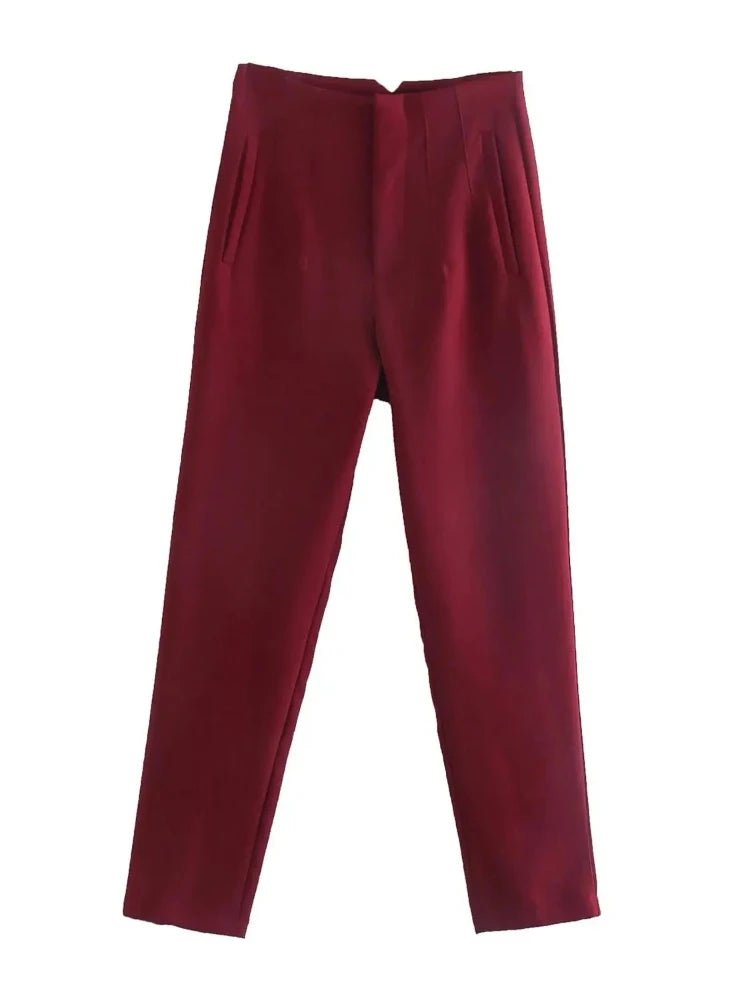KONDALA Women Light Blue Chic Fashion Office Wear Straight Pants Vintage High Waist Zipper Fly Female Trousers Fashion 2025 Pant - StepByStepNow