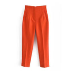KONDALA Women Light Blue Chic Fashion Office Wear Straight Pants Vintage High Waist Zipper Fly Female Trousers Fashion 2025 Pant - StepByStepNow