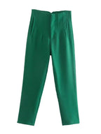 KONDALA Women Light Blue Chic Fashion Office Wear Straight Pants Vintage High Waist Zipper Fly Female Trousers Fashion 2025 Pant - StepByStepNow