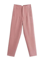 KONDALA Women Light Blue Chic Fashion Office Wear Straight Pants Vintage High Waist Zipper Fly Female Trousers Fashion 2025 Pant - StepByStepNow
