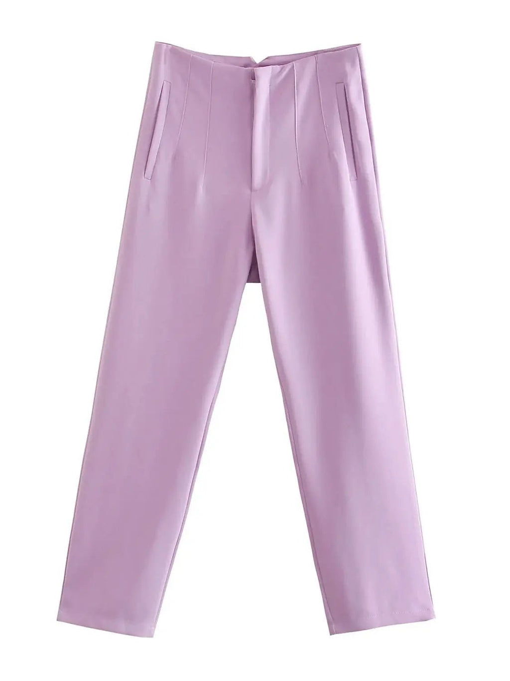 KONDALA Women Light Blue Chic Fashion Office Wear Straight Pants Vintage High Waist Zipper Fly Female Trousers Fashion 2025 Pant - StepByStepNow