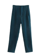 KONDALA Women Light Blue Chic Fashion Office Wear Straight Pants Vintage High Waist Zipper Fly Female Trousers Fashion 2025 Pant - StepByStepNow