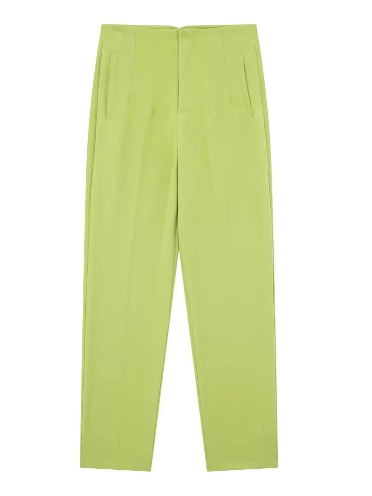 KONDALA Women Light Blue Chic Fashion Office Wear Straight Pants Vintage High Waist Zipper Fly Female Trousers Fashion 2025 Pant - StepByStepNow