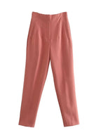 KONDALA Women Light Blue Chic Fashion Office Wear Straight Pants Vintage High Waist Zipper Fly Female Trousers Fashion 2025 Pant - StepByStepNow