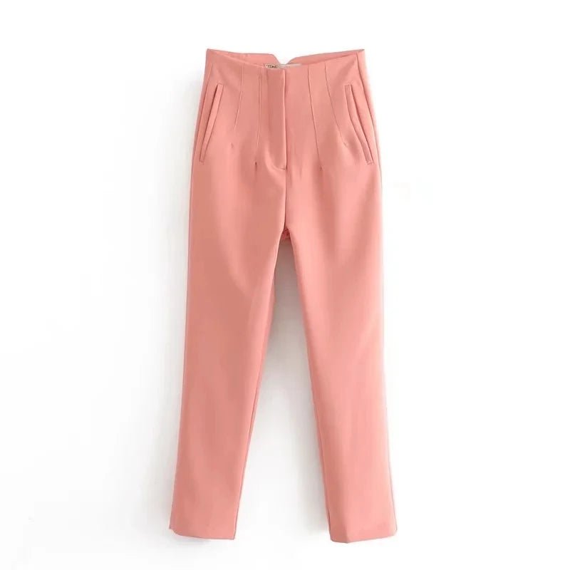 KONDALA Women Light Blue Chic Fashion Office Wear Straight Pants Vintage High Waist Zipper Fly Female Trousers Fashion 2025 Pant - StepByStepNow