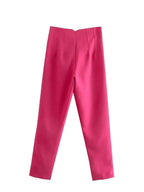 KONDALA Women Light Blue Chic Fashion Office Wear Straight Pants Vintage High Waist Zipper Fly Female Trousers Fashion 2025 Pant - StepByStepNow