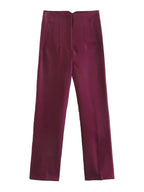 KONDALA Women Light Blue Chic Fashion Office Wear Straight Pants Vintage High Waist Zipper Fly Female Trousers Fashion 2025 Pant - StepByStepNow