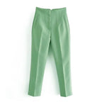KONDALA Women Light Blue Chic Fashion Office Wear Straight Pants Vintage High Waist Zipper Fly Female Trousers Fashion 2025 Pant - StepByStepNow
