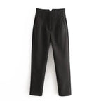 KONDALA Women Light Blue Chic Fashion Office Wear Straight Pants Vintage High Waist Zipper Fly Female Trousers Fashion 2025 Pant - StepByStepNow
