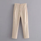 KONDALA Women Light Blue Chic Fashion Office Wear Straight Pants Vintage High Waist Zipper Fly Female Trousers Fashion 2025 Pant - StepByStepNow