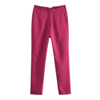 KONDALA Women Light Blue Chic Fashion Office Wear Straight Pants Vintage High Waist Zipper Fly Female Trousers Fashion 2025 Pant - StepByStepNow