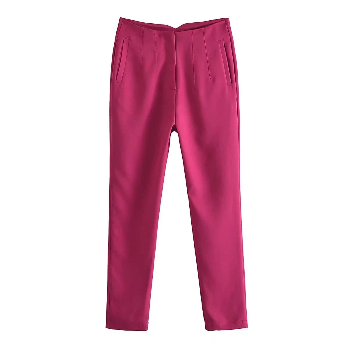 KONDALA Women Light Blue Chic Fashion Office Wear Straight Pants Vintage High Waist Zipper Fly Female Trousers Fashion 2025 Pant - StepByStepNow