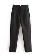 KONDALA Women Light Blue Chic Fashion Office Wear Straight Pants Vintage High Waist Zipper Fly Female Trousers Fashion 2025 Pant - StepByStepNow