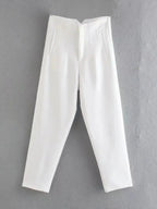 KONDALA Women Light Blue Chic Fashion Office Wear Straight Pants Vintage High Waist Zipper Fly Female Trousers Fashion 2025 Pant - StepByStepNow