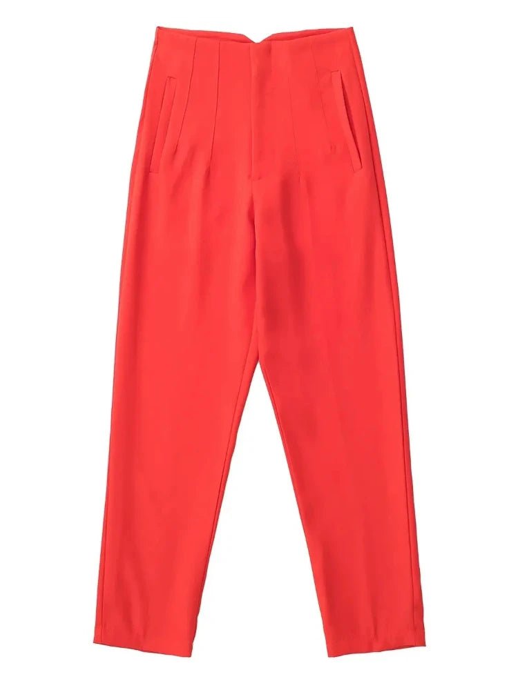 KONDALA Women Light Blue Chic Fashion Office Wear Straight Pants Vintage High Waist Zipper Fly Female Trousers Fashion 2025 Pant - StepByStepNow