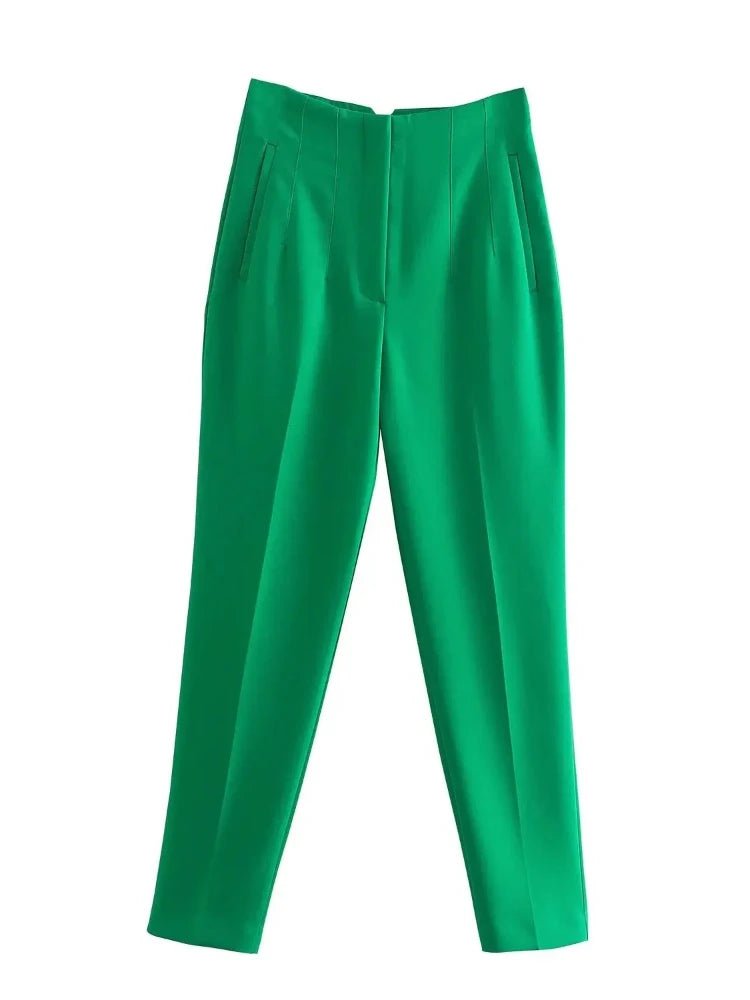 KONDALA Women Light Blue Chic Fashion Office Wear Straight Pants Vintage High Waist Zipper Fly Female Trousers Fashion 2025 Pant - StepByStepNow