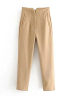 KONDALA Women Light Blue Chic Fashion Office Wear Straight Pants Vintage High Waist Zipper Fly Female Trousers Fashion 2025 Pant - StepByStepNow