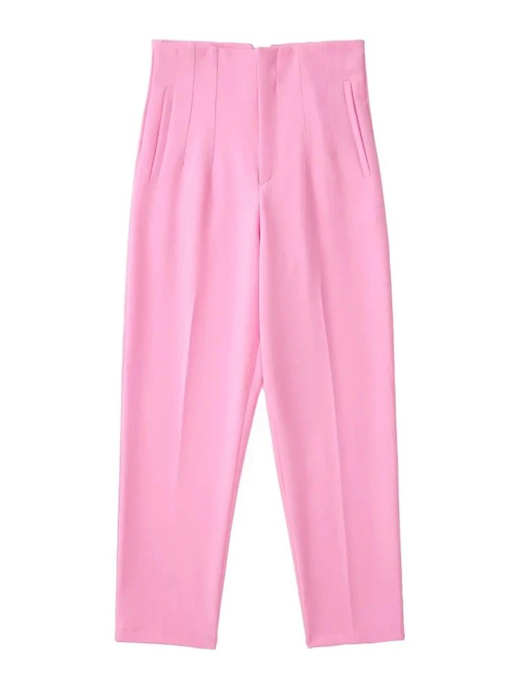 KONDALA Women Light Blue Chic Fashion Office Wear Straight Pants Vintage High Waist Zipper Fly Female Trousers Fashion 2025 Pant - StepByStepNow