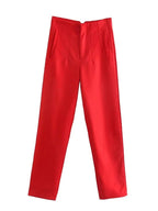 KONDALA Women Light Blue Chic Fashion Office Wear Straight Pants Vintage High Waist Zipper Fly Female Trousers Fashion 2025 Pant - StepByStepNow