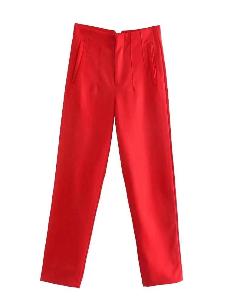 KONDALA Women Light Blue Chic Fashion Office Wear Straight Pants Vintage High Waist Zipper Fly Female Trousers Fashion 2025 Pant - StepByStepNow