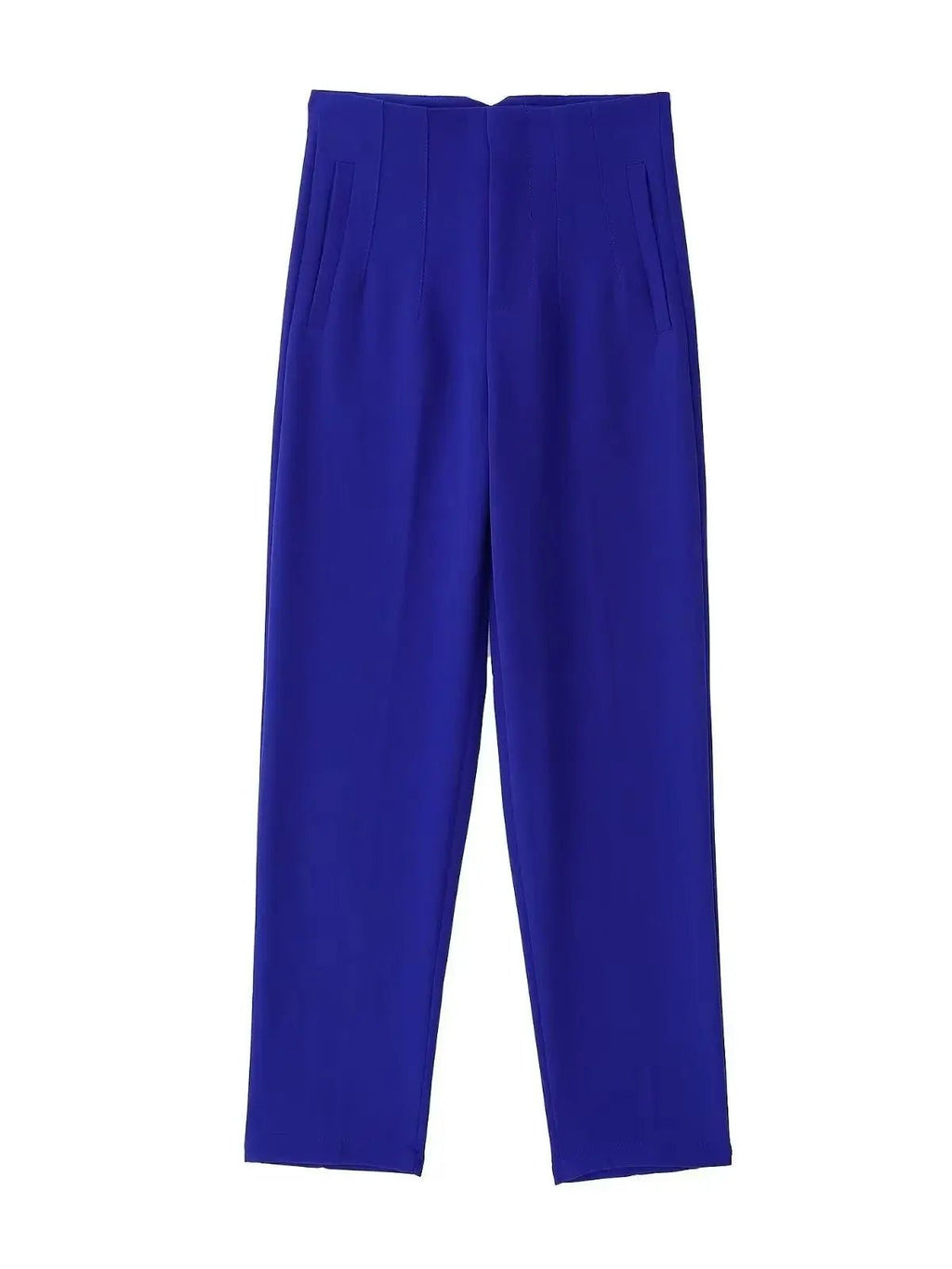 KONDALA Women Light Blue Chic Fashion Office Wear Straight Pants Vintage High Waist Zipper Fly Female Trousers Fashion 2025 Pant - StepByStepNow