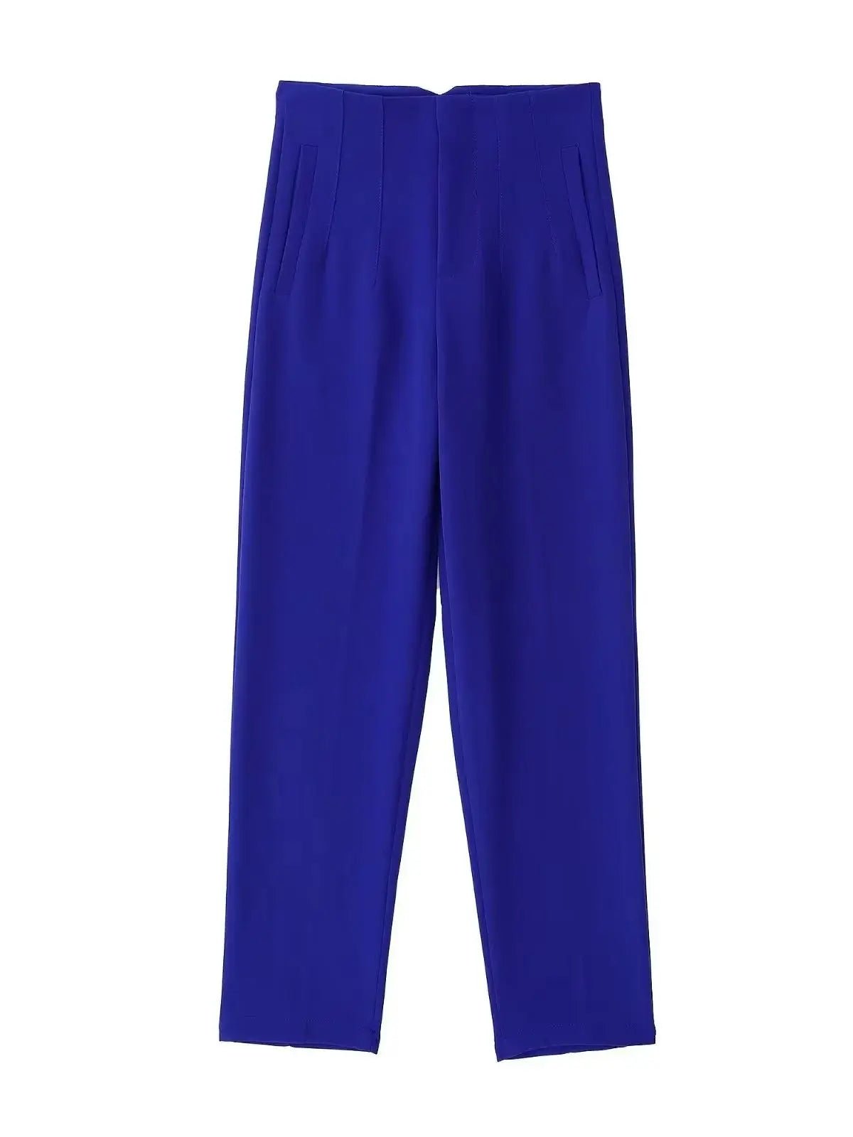 KONDALA Women Light Blue Chic Fashion Office Wear Straight Pants Vintage High Waist Zipper Fly Female Trousers Fashion 2025 Pant - StepByStepNow