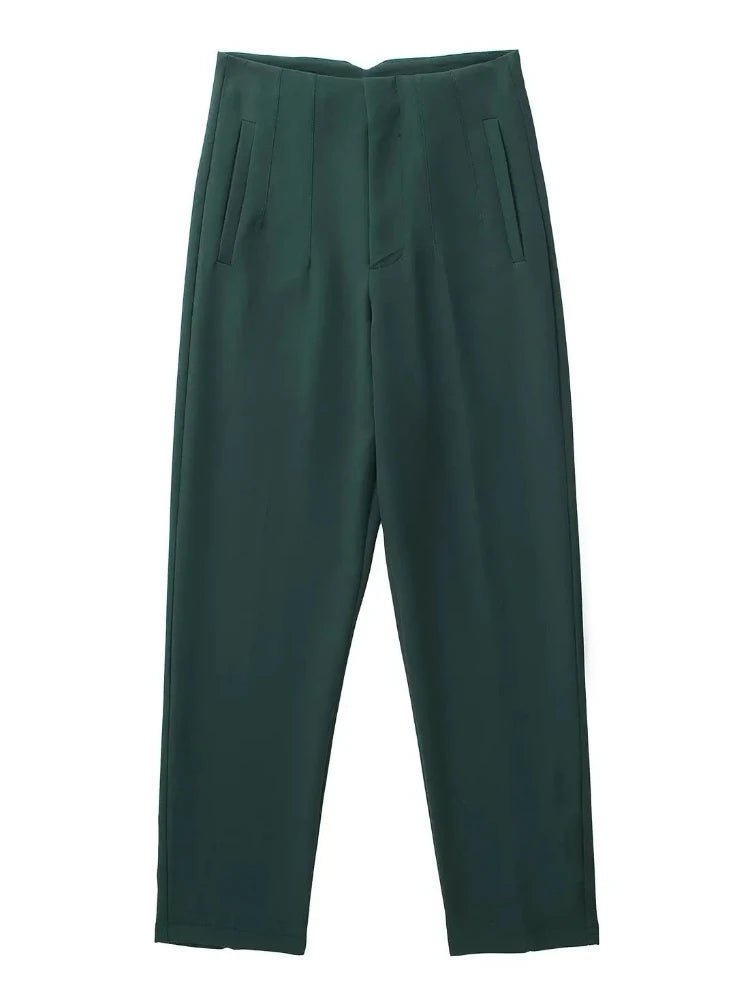 KONDALA Women Light Blue Chic Fashion Office Wear Straight Pants Vintage High Waist Zipper Fly Female Trousers Fashion 2025 Pant - StepByStepNow
