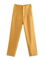 KONDALA Women Light Blue Chic Fashion Office Wear Straight Pants Vintage High Waist Zipper Fly Female Trousers Fashion 2025 Pant - StepByStepNow