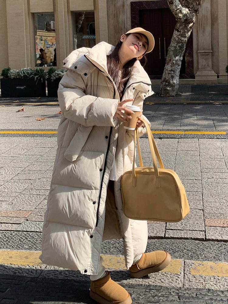 Korean - style Mid - length Over - the - knee Down Cotton - padded Coat - StepByStepNow