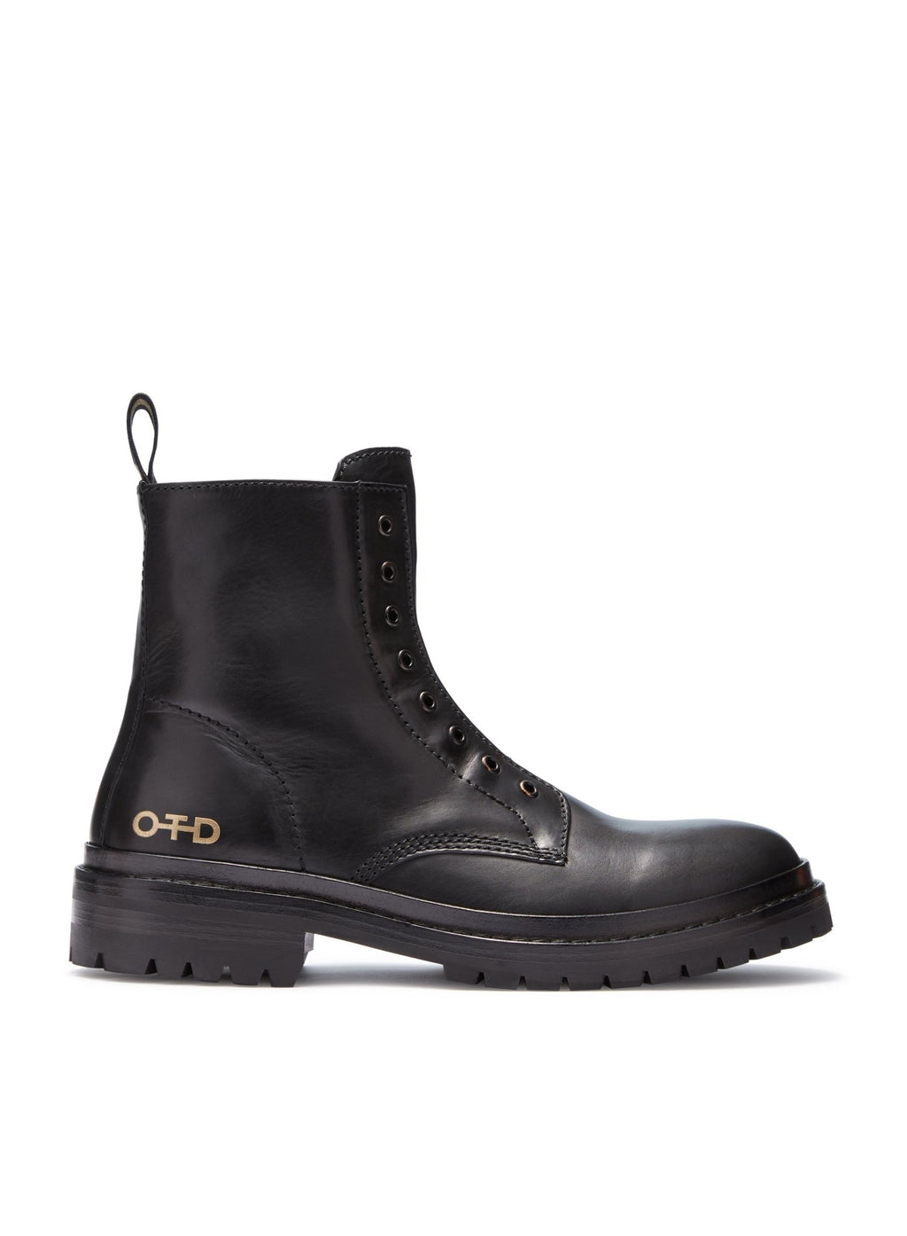 Laceless Leather Combat Boots (Black) - StepByStep