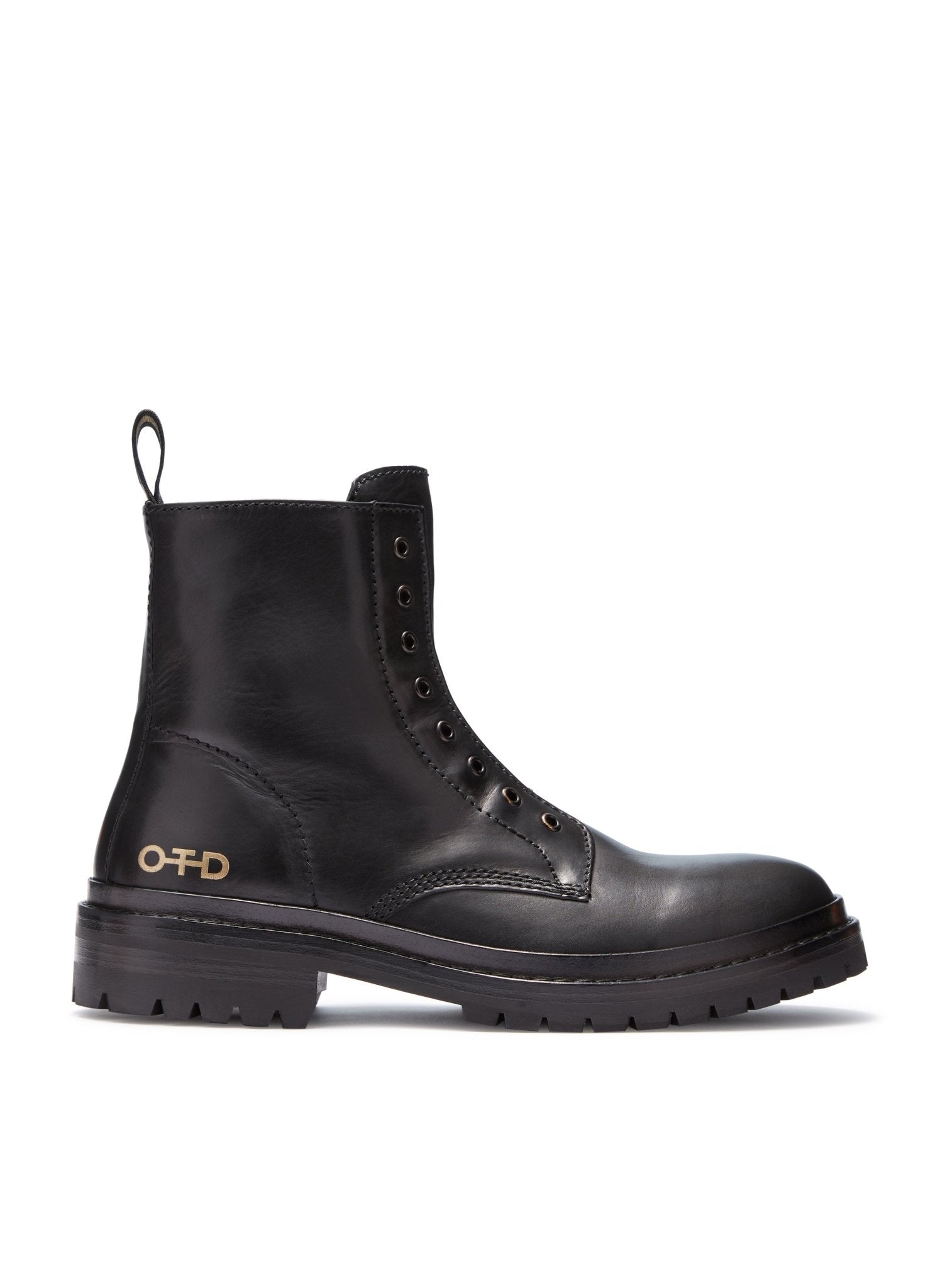 Laceless Leather Combat Boots (Black) - StepByStep