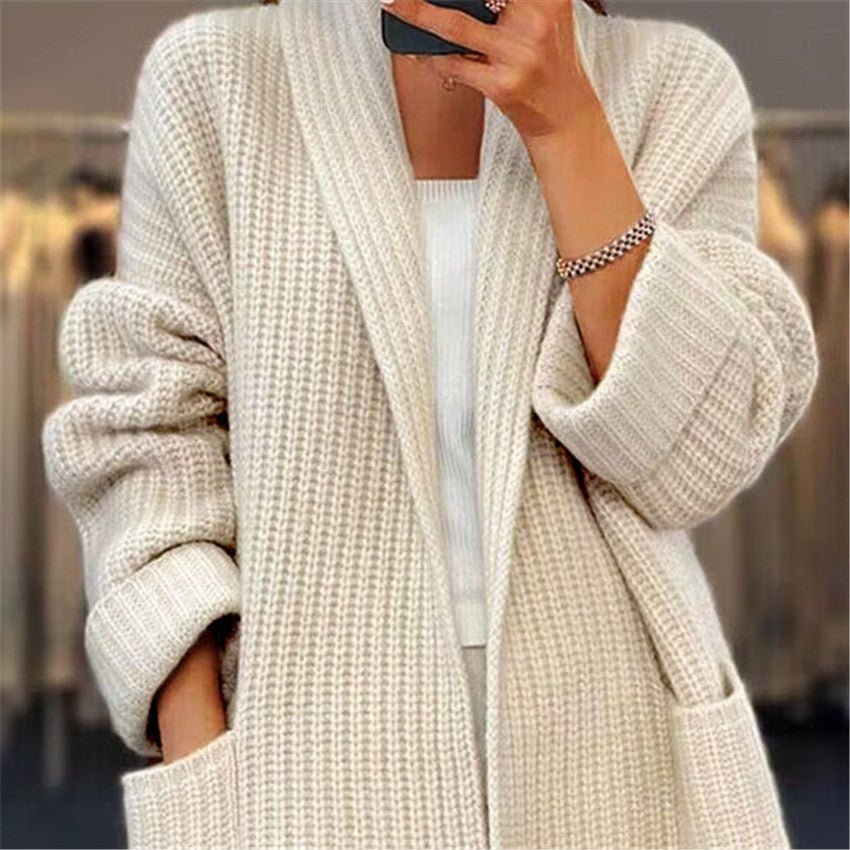 Lapel Knitted Cardigan With Pockets Fashion Casual Loose Sweater Jacket Fall Spring Women's Clothing - StepByStepNow