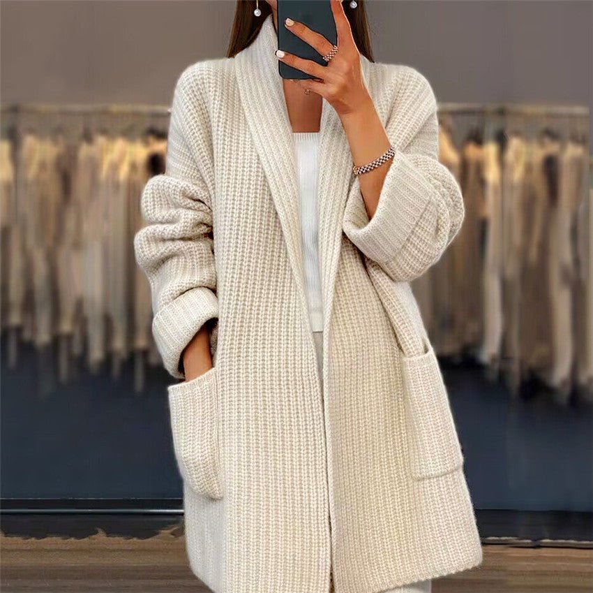 Lapel Knitted Cardigan With Pockets Fashion Casual Loose Sweater Jacket Fall Spring Women's Clothing - StepByStepNow