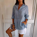 Lapel Long Sleeve Shirt Women's Single - breasted Pleated Shirt - StepByStepNow