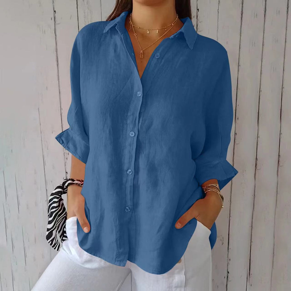 Lapel Long Sleeve Shirt Women's Single - breasted Pleated Shirt - StepByStepNow