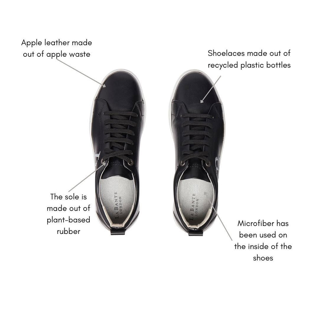 LB Black Apple Leather Sneakers for Women - StepByStep