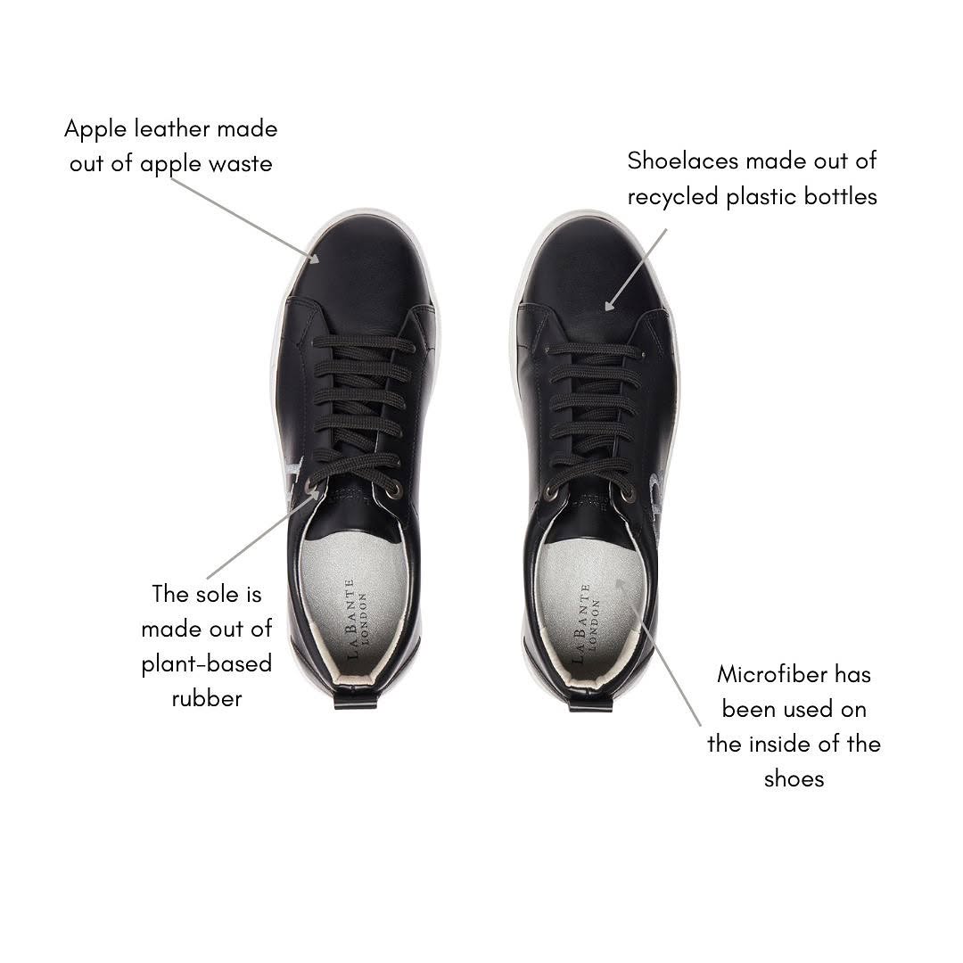 LB Black Apple Leather Sneakers for Women - StepByStep