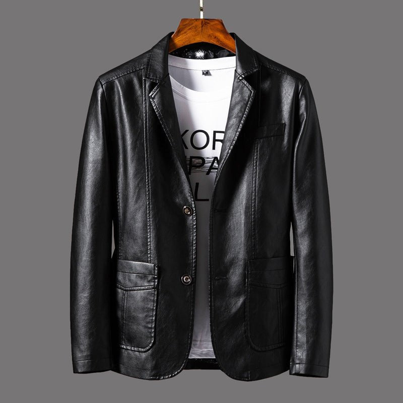 Leather Men's Autumn And Winter Jacket Thin Lapel - StepByStepNow