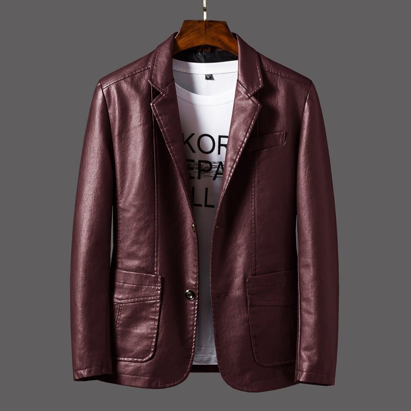 Leather Men's Autumn And Winter Jacket Thin Lapel - StepByStepNow